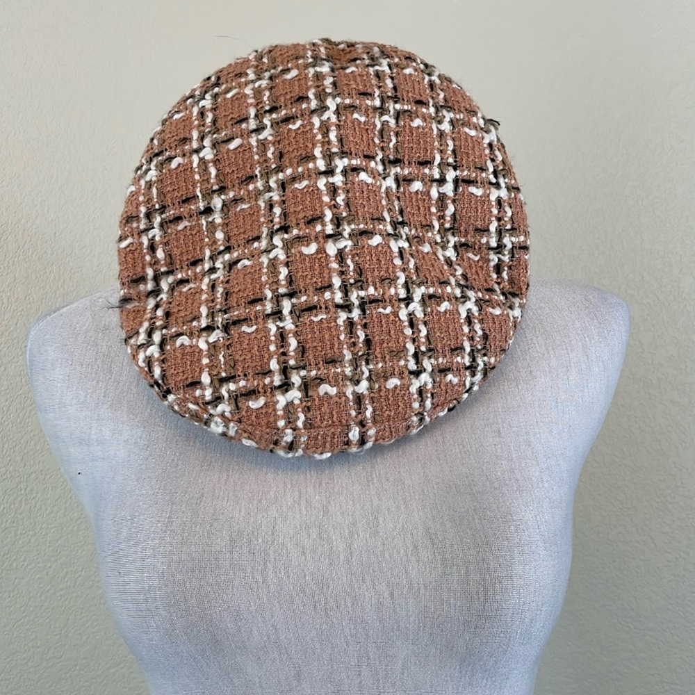 BCBGeneration tweed‎ coral white checkered beret